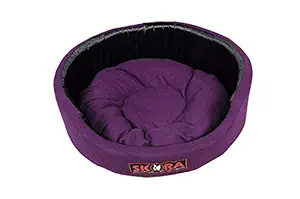 Skora Round Shape Both Side Soft Dog/Cat Pet Bed (Small Black and Purple Color)