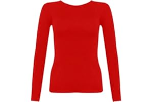 PRETTY ATTITUDE New Ladies Long Sleeve Round Neck Plain Basic Women's Stretch T-Shirt
