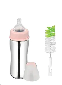 CB -Baby Bottle Stainless Steel Baby Feeding Bottle for Baby & Kids Steel Feeding Bottle for Milk and Baby Drinks Easy to Hold Design (300 ML)