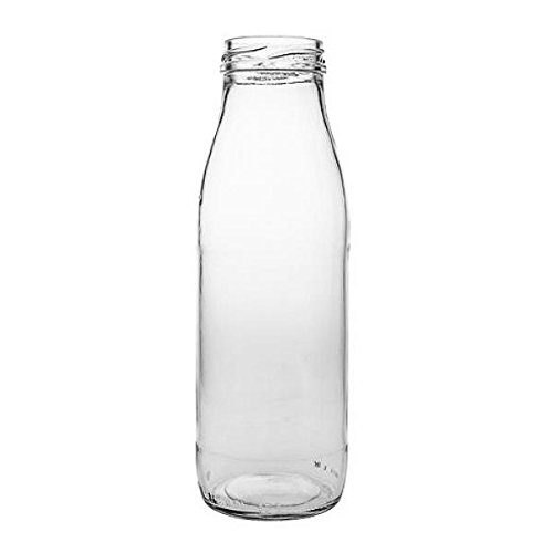 Viva Haushaltswaren – 12 x Weithals-Glasflasche 500 ml mit silberfarbenem Schraubverschluss, als Milchflasche, Saftflasche & Smoothieflasche verwendbar (inkl. Trichter Ø 12 cm) - 3