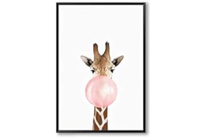 FENGDP Bubble Bubble Gum Giraffe Zebra Tier Poster Leinwand Kunst Malerei Wandkunst Kinderzimmer Dekoratives Bild Nordic Style Kids Deco 50x70cm No Frame