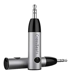 CrossBeats Mini Bluetooth Receiver, Wireless Bluetooth Car Adapter Mini Portable 3.5mm Aux Adapter and Build-in Mic for Car Home Stereo Music System (Silver)