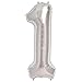 Produktbild ballonfritz® Ballon Zahl 1 in Silber - XXL 40"/102cm - Folienballons für Luft oder Helium als Geburtstag, Jubiläum, Hochzeit oder Abschluss Geschenk, Party Dekoration oder Überraschung