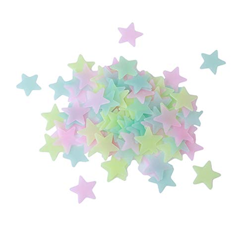 Lalang - Adesivi che brillano al buio a forma di stella, 100 pezzi, per cameretta e arredo casa, plastica, multicolour, 1.18*1.18inch