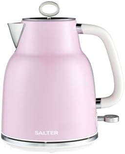 Bollitore Salter Retro 1.7 L – Ebollizione Rapida da 3KW, Base a 360°, Filtro Anticalcare Rimovibile, Finestra di Livello Acqua, Indicatore Luminoso, Sensore a Secco e Spegnimento Automatico, Crema