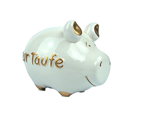 KCG Spardose, Sparschwein, Moneybank. große Auswahl. ca 12 cm. lang. Keramik, Farbe:Zur Taufe F1211