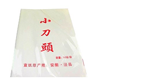 ESTN Raw Papel de arroz para caligrafía y Pintura 50 Hojas Juego de 39 cm por 50 cm