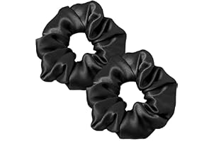 Womensa store 2pcs Hair Black Silk Scrunchies Silk Elastic Hair Band Set For Women Or Girls Hair Accessories (Satin Scrunchie