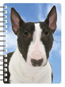 Bull Terrier (Black / Brindle) gift - Handbag/Pocket size notebook approx. 6" x 4". Quality Spiral bound Notebook with stunning 3D front cover