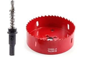 TUNEZ® Scie cloche M42 bimétallique avec arbre hexagonal et forets de centrage en métal pour bois, métal, plaque de plâtre, fer, tuyau en plastique (105 mm)