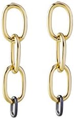 may mOma Women's Eden Bicolour Gold Plated Long Chain Mono Earrings 9192/H