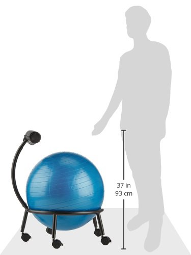 Carnegie Ball Chair – Bürostuhl-Sitzball-Kombi mit Lendenwirbelstütze, 5 bremsbare Rollen, voll höhenverstellbar, Ball separat nutzbar - 3