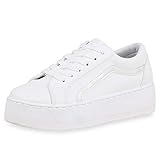wildleder schnürer  SCARPE VITA Damen Plateau Sneaker Wildleder-Optik Schnürer Plateauschuhe 169353 Weiss 40