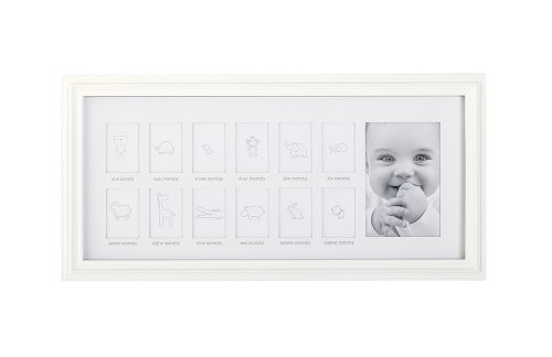 C.R. Gibson Baby's First Year Timeline Photo Frame, White -- Newborn Baby Gift Set / Keepsake