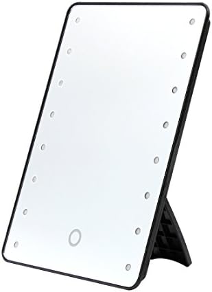 16 LED Lighted Vanity Mirror with Light, MILKIRAY Portable Touch Screen LED Makeup Mirror Cosmetic Countertop Cordless Table Mirror Adjustable Brightness (Black))