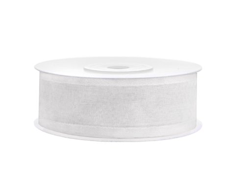 Chiffonband mit Satinrand Dekoband Antennenband (weiß) - 2