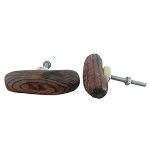 2 Pieces Vintage Knobs | Wood Single Hole Drawer Pulls | Black Wardrobe Handle Design | Vintage Drawer Knobs for Cupboards | 5.08 cm Knobs