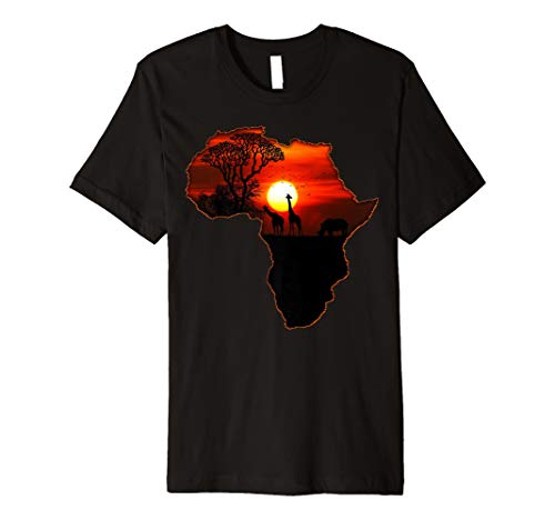 Africa T-Shirt Map Of Africa Shirt African SunsetAfrica T Shirt Map Of Africa Tee South African Sunset Safari T-ShirtOEKO-TEX STANDARD 100