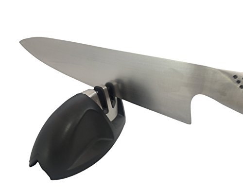 KitchnPro Messerschärfer Messerschleifer Knife Sharpener mit zweistufigem Schleifscheibe-Schärfsystem, Schwarz - 4