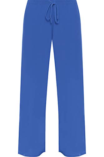 WearAll - Mujeres Tallas Grandes Baggy Abocardada Pantalones Anchos de la Pierna Palazzo - Azul - 54-56