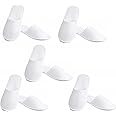 ETHIC GLANCE Unisex-Adult Disposable Slippers (PACK OF 5) - White, Size 10 UK - Cotton, Soft, Plush - Closed Toe, Flat Heel - For Hotels, Homes, Spas, Salons, Hospitals - Women, Men, Unisex