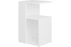 vidaXL Mesa Auxiliar Muebles Mobiliario Sofá Café Centro Salón Sala de Estar Libros Estante Estable Decoración de Contrachapada Blanco 36x30x56 cm