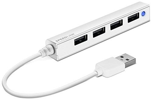 Speed-Link Snappy Slim USB Hub, 4-Port, USB 2.0, Passive, White