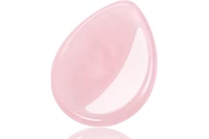 LILIBEILA Natural Amethyst Carved Thumb Worry Stone Thumb Anxiety Stones Crystal Pocket Palm Stones Stress Relief Reiki Healing Meditation (B-Pink Crystal)