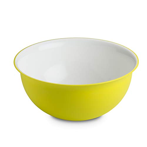 Omada Design Saladier de 3,5 litres, mesure 26,5 x 12 cm blanc à l'intérieur et coloré à l'extérieur, en plastique et antibactérien Microban, Ligne Sanaliving, Vert Acide