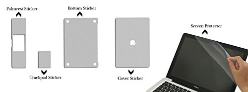 kemket Full Body Haut Aufkleber 5 in 1 Schutzhülle Vinyl Aufkleber für MacBook Pro mit Retina Display, kemket Displayschutzfolie für Apple Mac Book Laptop, enthalten Top + Bottom Schutzfolie + Trackpad die Haut + Displayschutzfolie Folie, einfach zu installieren & Auto Absorption - 3