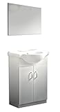 mobile lavabo 45cm  Conjunto Basic_PdM_ Mueble de 45 cm+ Lavabo + Espejo Liso (Blanco Brillo, 45cm)