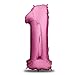 Produktbild XXL Folien-Luftballon 1 Pink | Riesen Zahlen-Luftballon | 40" 101cm | Perfekte Geburtstagsdeko Rosa | Fliegt mit Helium