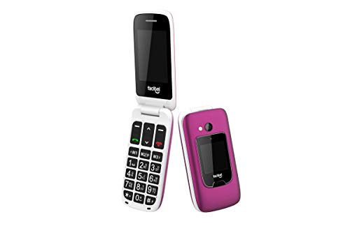 Facitel FS26 - Teléfono móvil fácil Uso para Personas Mayores con Tapa, 2 Pantallas, Botón SOS, Bluetooth y Amplificador de Sonido (Fucsia)
