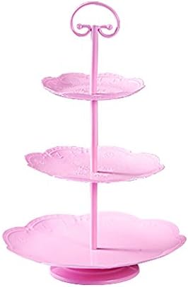 WENZHE Fruit plate Rack Dish Bowl Cake Stand Dessert Rack Multifunction Fashion Gold / Pink, 3 Layers fruit holder ( Color : Pink )