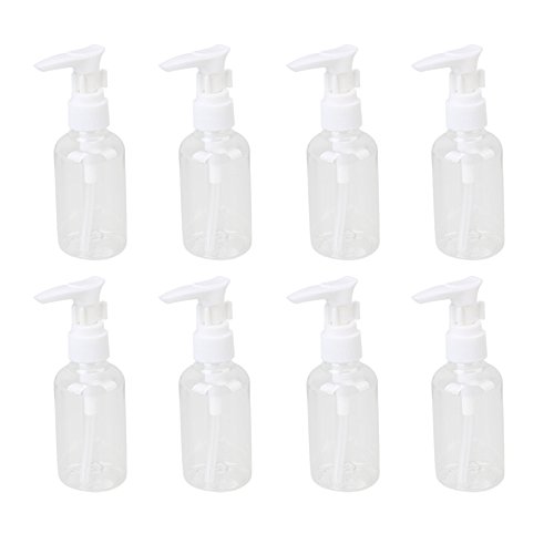White 75ml Perfume Shampoo Lotion Liquid Cosmetic Clear Plastic Pressed Pump Spray Bottle Pack of 8