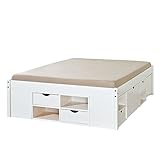 Inter Link Lit double multi-fonctions Pin massif vernis blanc