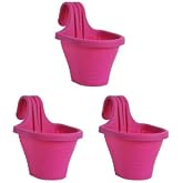 Tom1 Askılı Balkon Saksı Seti, 20 Cm, 3 Litre 3 Adet Fuşya