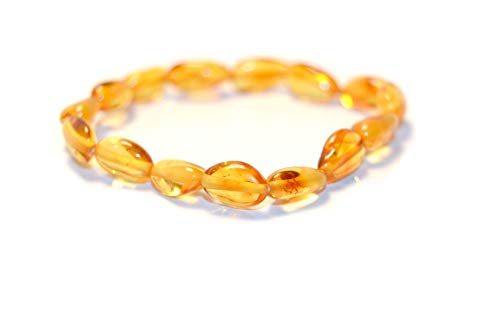 Genuine Baltic Amber Bracelet For Adults, Guanti Unisex Made From Genuine Baltic Amber Beads, Elastic Band, 18 cm e Titanio, colore: Honey, cod. L7