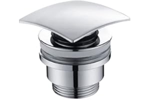 MICE COLLECTION IMEX - Valvula de Click Clack Apta para lavabos y bides, Desagüe Lavabo Fácil instalación Tapones de Desagüe Lavabo, Universal con o sin Rebosadero, Pop-Up Cromado VCC006