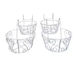 TNZ Creations Modern Style Metal Naturals-Balcony Railing Planter | Plant Stand Basket, Plant Holder, Window Planter (Pack of 4)