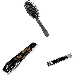 VEGA Cushioned Hair Brush for Healthy Hair & VEGA Large Nail Clipper (Black) (LNC-03) & Vega Nail Clipper, Large, 1 Piece