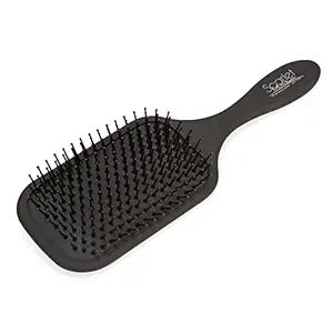 Scarlet Line Professional Large Paddle Hair Brush Matte Finish Handle, Natural Air Cushion Pad Ball Tip Nylon Bristles for Detangling n Styling_Black