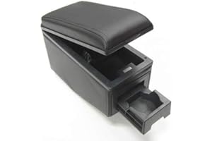 BOLOROMO Armlehne Armlehne Mittelkonsole Große Aufbewahrungsbox Auto Auto Van Bus Schwarz Organizer Leder Getränkehalter