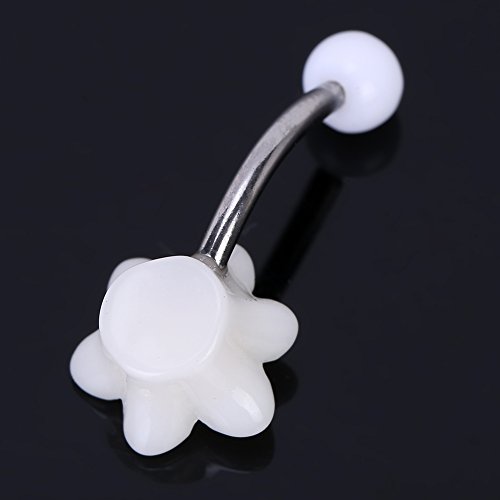 White little flower Belly Button Navel Ring Body Piercing Jewelry (White Flower) by Generic - 2