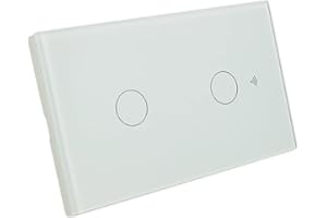 LEDLUX Interruttore Da Parete WiFi, 3 In 1 WiFi 2.4G + RF 433 Mhz + Tasto Touch, Compatibile Con Amazon Alexa e Google Home, Pannello Smart Intelligente Per Scatola 503 Italiana (Bianco, 2 Tasti Touch)