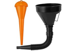 XINGRUN Set di 2 imbuti in plastica, flessibili, ad angolo retto, universali, portatili, per motori a benzina, con beccucci rimovibili e filtro, per moto, auto, macchine agricole