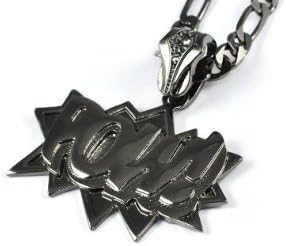 New Super Shiny POW Pendant w/ 18" Silver Color Link Chain Blue