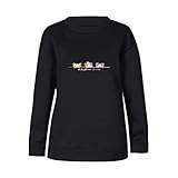 NPRADLA 2019 Damenlangarm DREI Katzen Drucked Sweatshirt Bluse Tops T Shirt(Schwarz,XL/40)