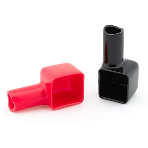 2pcs Red and Black Square Motorcycle Battery Terminals Rubber Covers Universal fit for Bike Scooter for Kart ATV