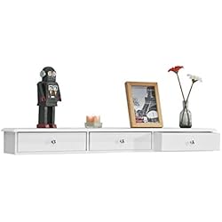 SoBuy® FRG43-L-W Étagère Murale 3 Tiroirs Armoire à Clés Porte-clés Meuble d'Entrée de Rangement L93cm x P15cm x H10cm - Blanc